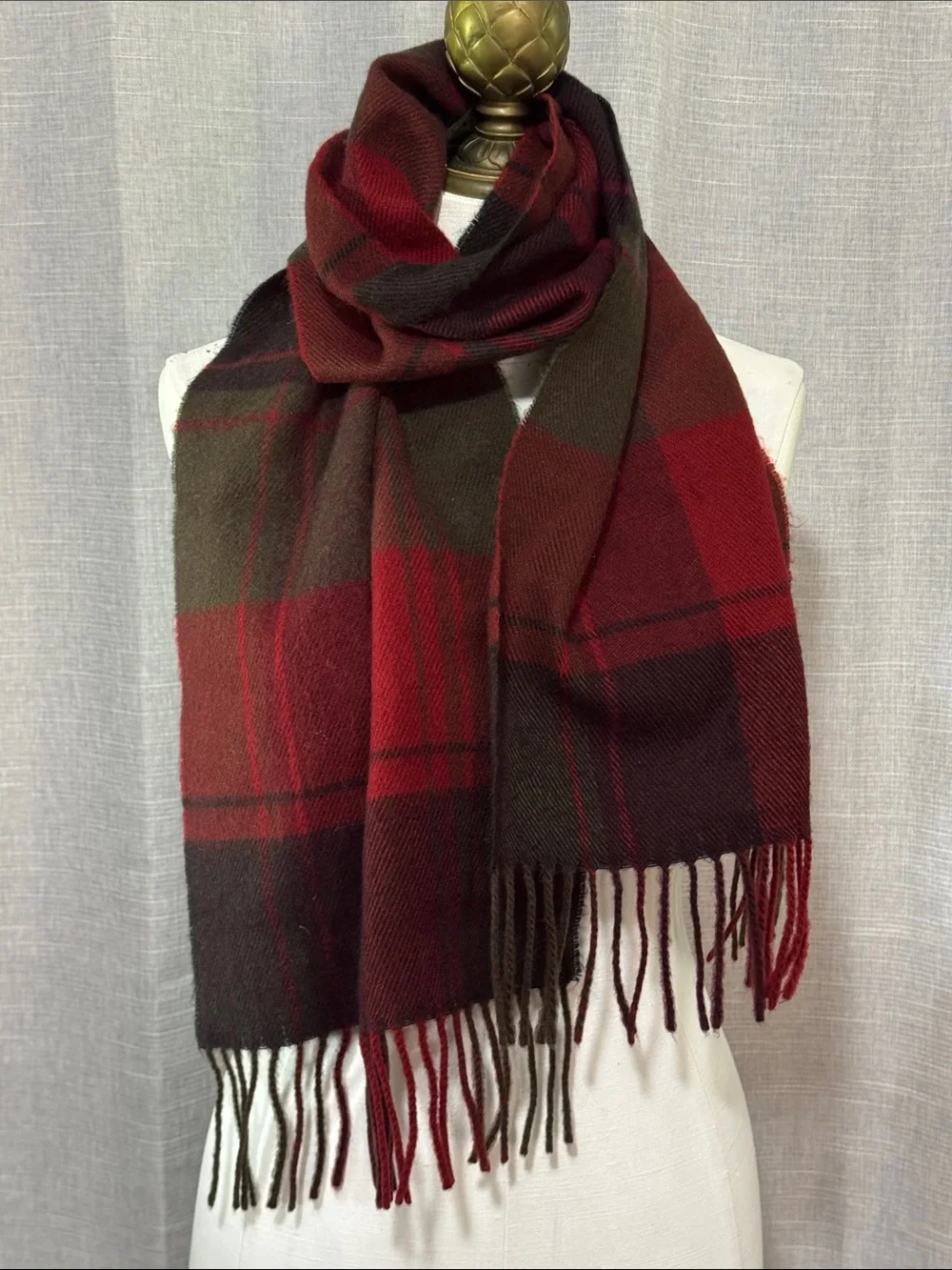 FREE WITH $25 PURCHASE-Plaid Scarf-Unisex-Red/Olive/Black